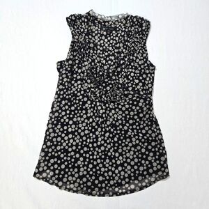 INC International Concepts Sleeveless Blouse L Rosette Floral Polka Dot Top